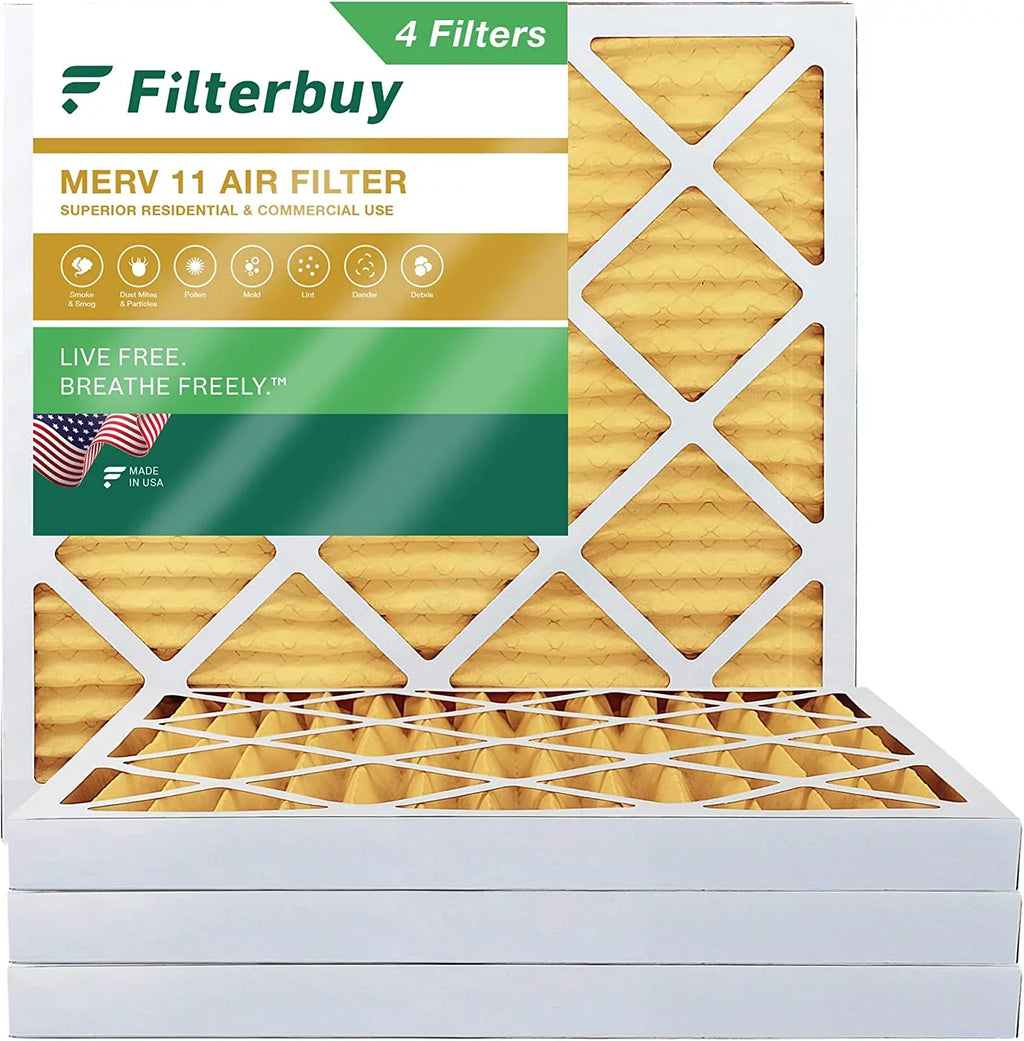 Filterbuy 15x15x2 MERV 11 Pleated HVAC AC Furnace Air Filters (4-Pack)