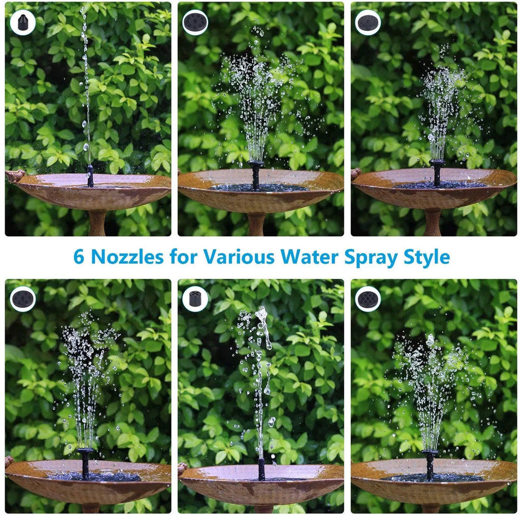 AISITIN 2.5W Solar Fountain Pump, 1200mAh Circle Solar moisture Pump Floating Fountain Built-in Battery, with 6 Nozzles, for Bird Bath, Fish Tank, Pond or Garden Decoration pond heaters for outdoor ponds