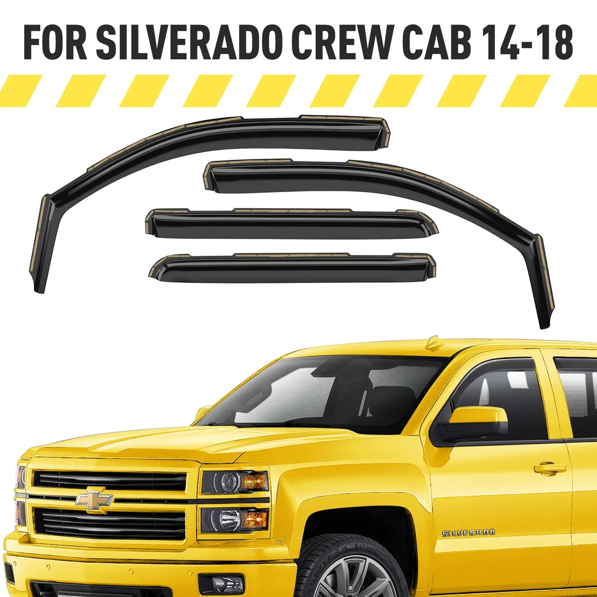 AG0421. AEROGUYS In-Channel Window Deflectors Extra Durable Window Visors Rain Guards Fit for Chevrolet (Chevy) Silverado 1500 2014-2018 Crew Cab, Sun Visors, Wind Vent Visors, Truck Accessories -4pcs