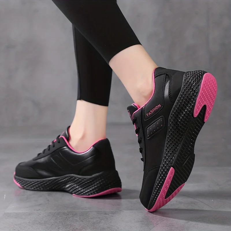 Waterproof Chunky Sneakers  Comfortable Lace Up Running Sports Shoes  Casual Outdoor Walking Trainers