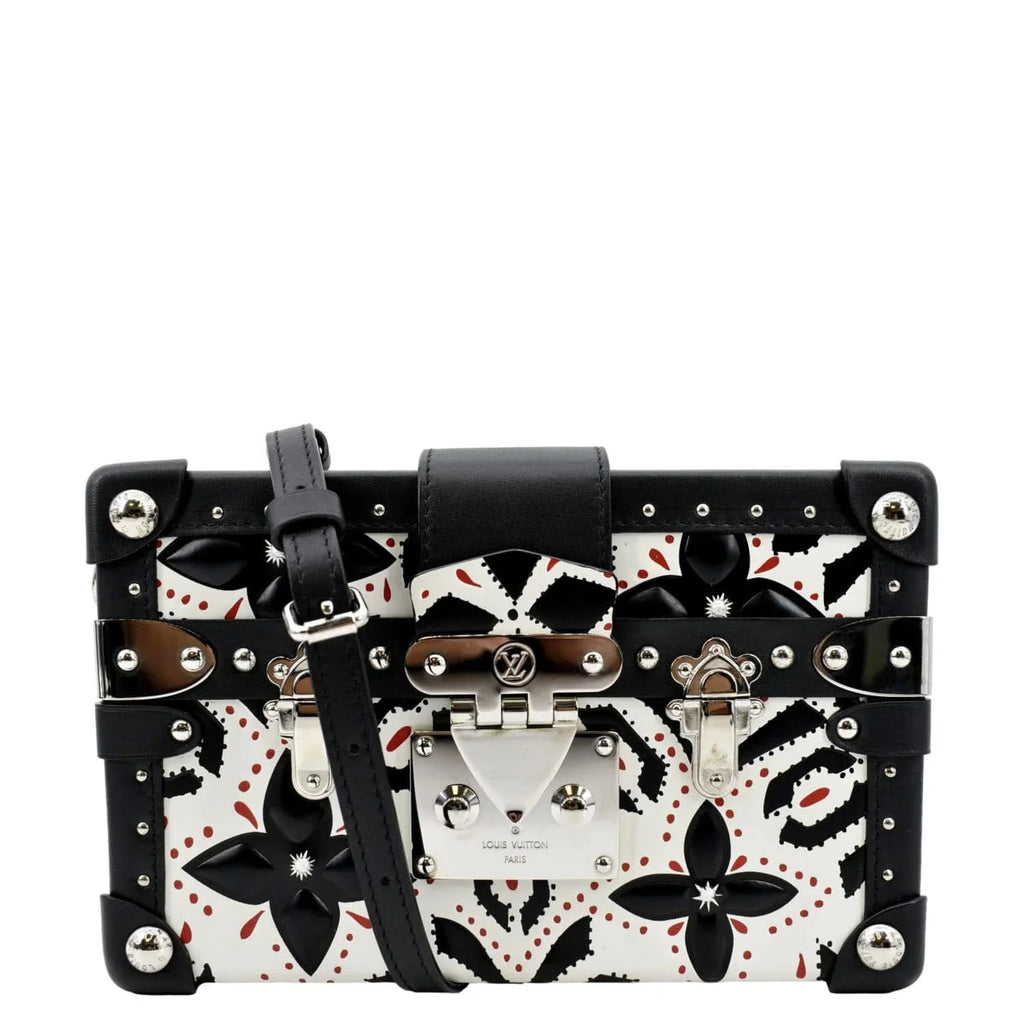 Pre-owned LOUIS VUITTON Petite Malle Graphic Print Leather Crossbody Bag Black/Multicolor