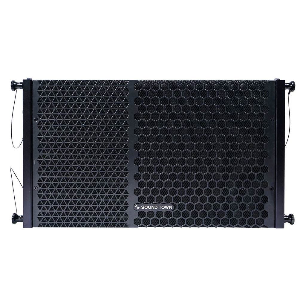 Sound Town ZETHUS Series Line Array Speaker System with Four Compact Powered 1 X 10-inch Line Array Speakers, Black for Stages, Clubs, Bars, Restaurants, Churches and Schools
