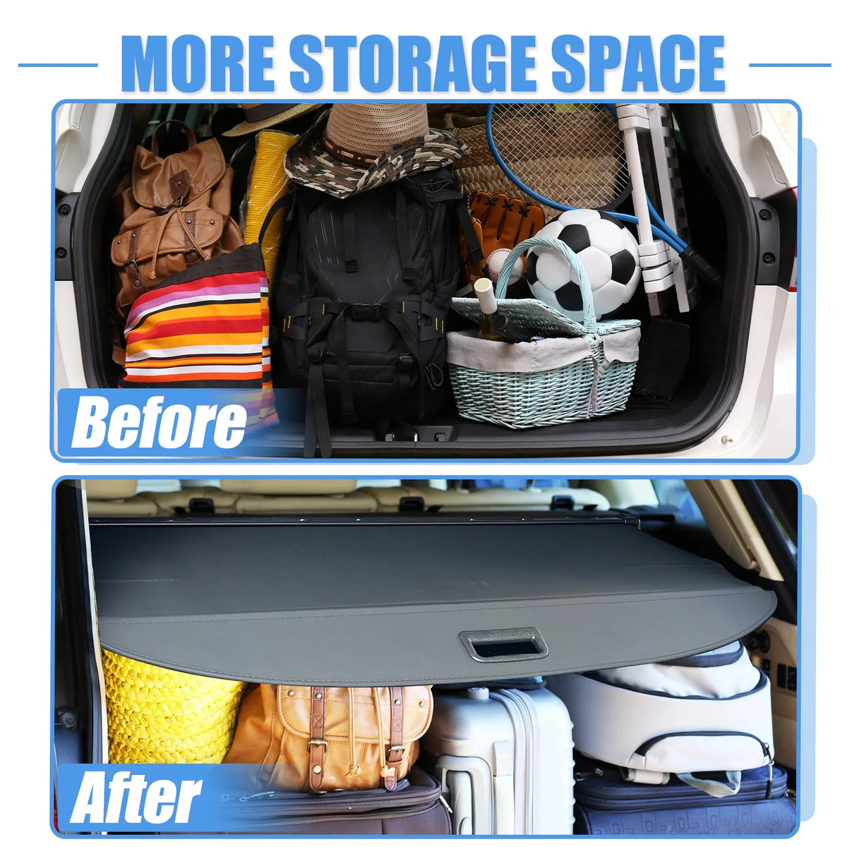Retractable Cargo wrap for  RAV4 2019-2023 Waterproof Non Slip Rear Trunk Shielding Shade Black
