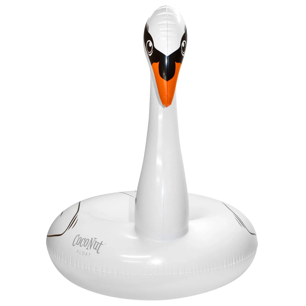 CocoNut Float: Majestic White Swan Pool Ring - 48"x43" Inflatable, Jumbo Round moisture Raft, Anti-Leak, Durable, Party