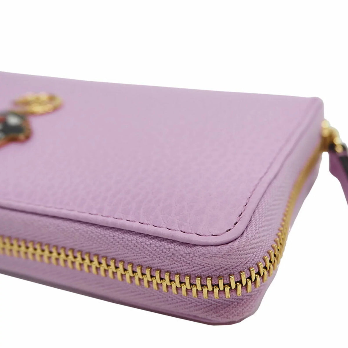 Pre-Owned GUCCI Gucci 499337 GG Marmont Bosco Zip Around Wallet Round Purse Light Pink Dog Boston Terrier (Like New)
