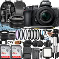 Z50 Mirrorless Camera with NIKKOR Z DX 16-50mm VR Lens + 2 Pack 32GB SanDisk Card + Case + Tripod + ZeeTech Accessory Bundle