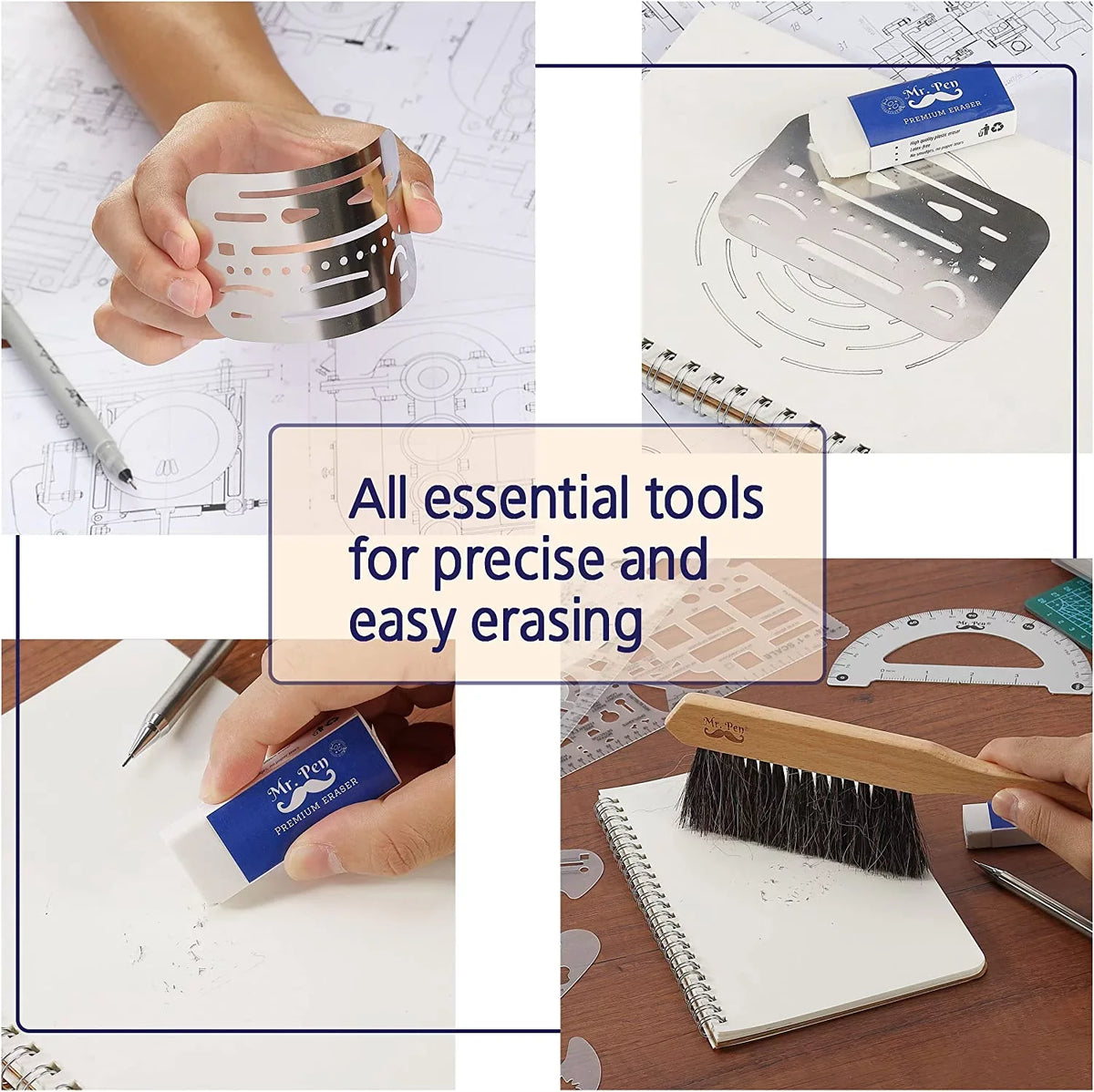 Pen- Architect Set, Professional Geometry Set, 17 Pcs, Compass and Protractor Set, Drafting Tools. Mr