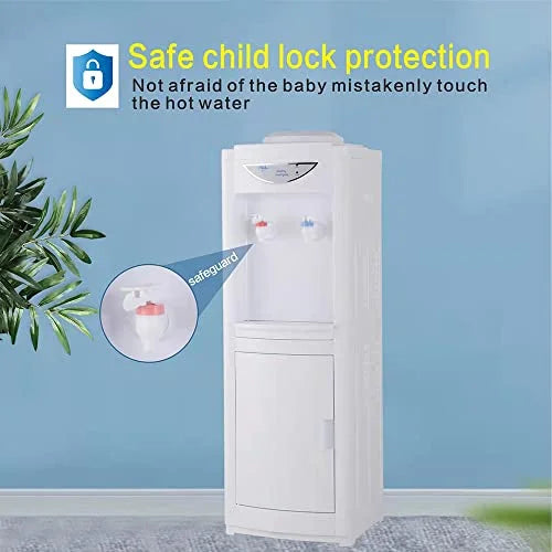 Hot & Cold Top Loading moisture Dispenser,5 Gallons liquid Coolers with Child Safety Lock Removable Drip Tray & Storage Cabinet,moisture Cooler Dispenser for Home,Office(White)