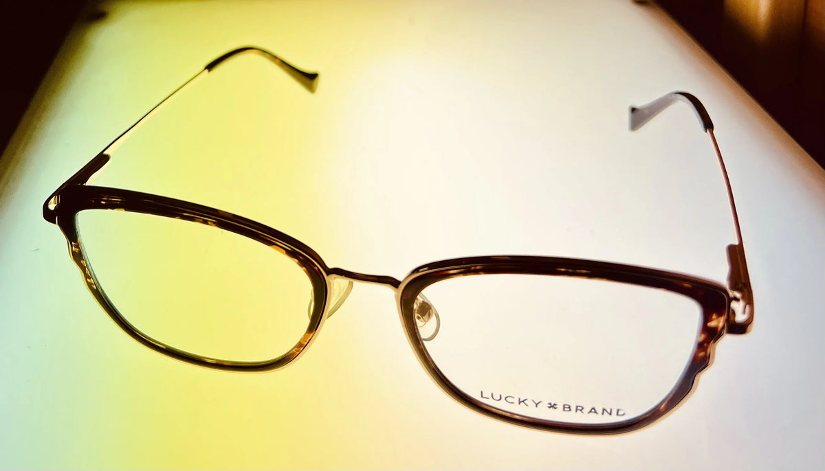 54mm. Lucky Brand Women's Eyeglass Tortoise Gold Butterly Metal D116