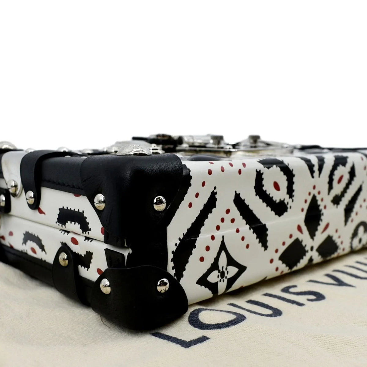Pre-owned LOUIS VUITTON Petite Malle Graphic Print Leather Crossbody Bag Black/Multicolor