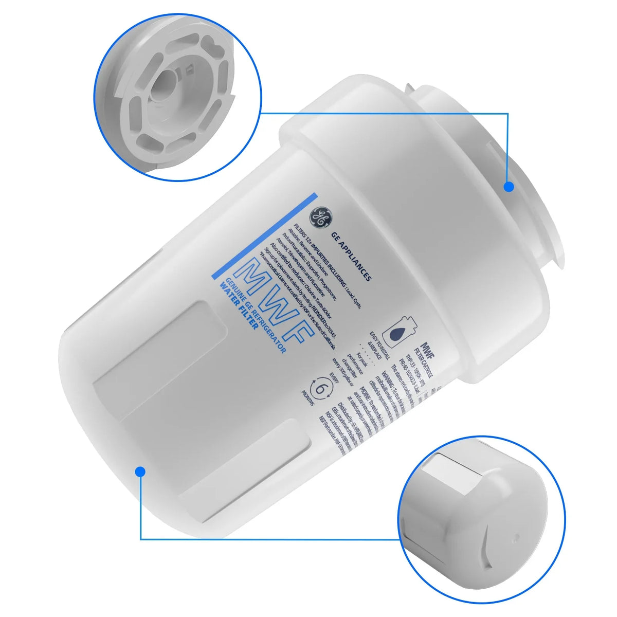 6 Pack MWF Refrigerator liquid Filter Replacement , suitable with SmartWater MWF, MWFINT, MWFP, MWFA,GWF, GWFA Fridge moisture Filter