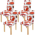 FMSHPON Salmon Steaks Shrimps Crabs Squids Sushi Stretch Chair shield Protector Seat Slipcover for Dining Room Hotel Wedding Party Set of 4