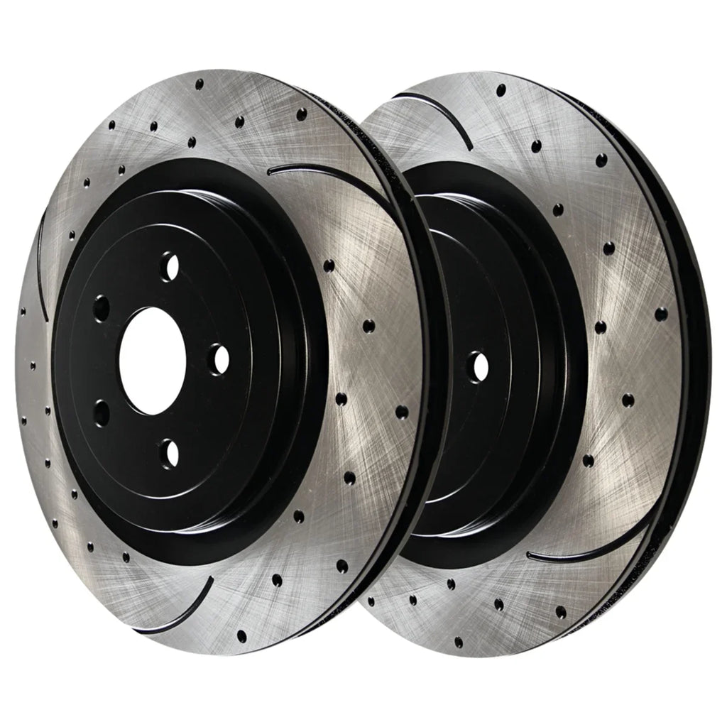 AutoShack Front and Rear Drilled Slotted Brake Rotors Black Set of 4 Replacement for 2012 2013 2014 Chrysler 200 2008-2009 Dodge Caliber 2012-2014 Avenger 2.4L 3.6L V6 FWD BRAKEPKG1085