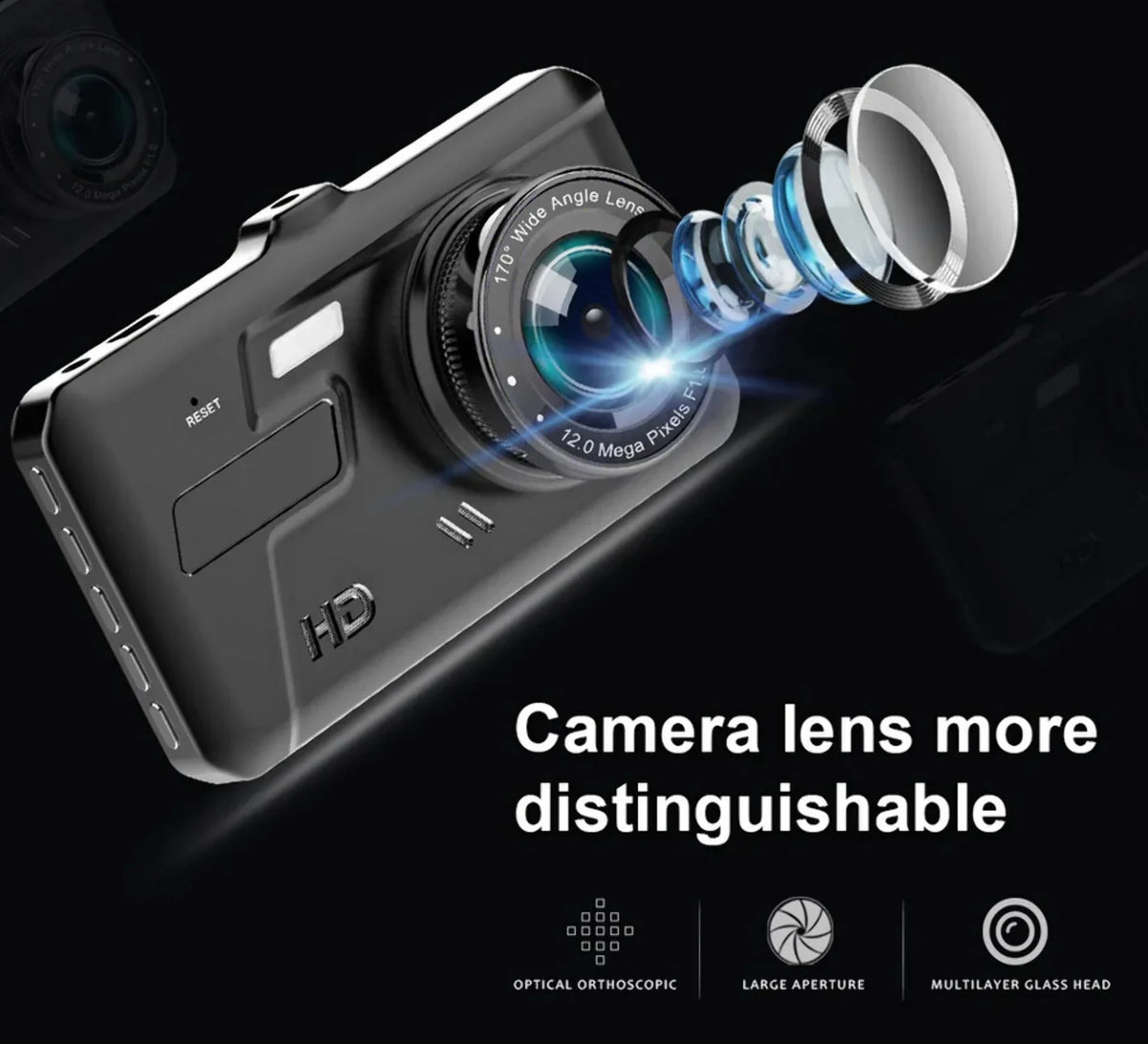 Dash Cam 4 LCD Car DVR Driving Recorder Dual Lens Camera 1080P Vehicle Video