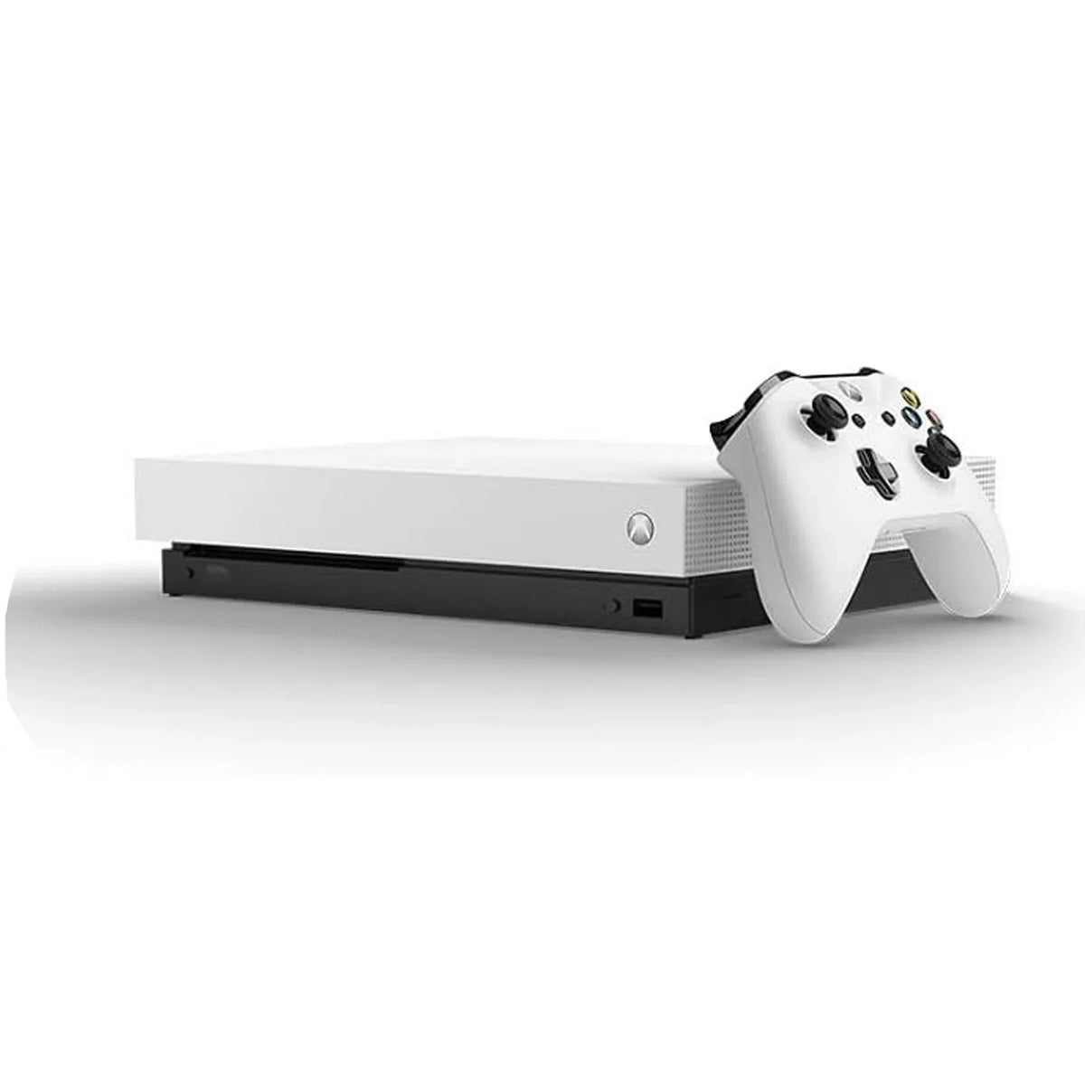 Pre-Owned  Xbox One X 1TB with 2 Controller, 4K Ultra HD White with BOLT AXTION Cleaning Kit HDMI Bundle (Refurbished: Like New)