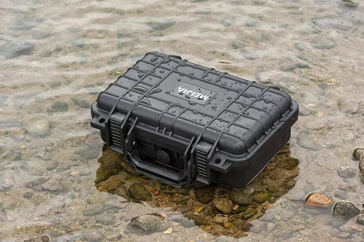 MEIJIA Portable All elements IP67 Waterproof Protective Hard Case, Small Camera Case,Dry Case with Customizable Foam,Fit Use of Drones, Camera,Equipments, 11.65 x8.35 x3.78 (Elegant Black)