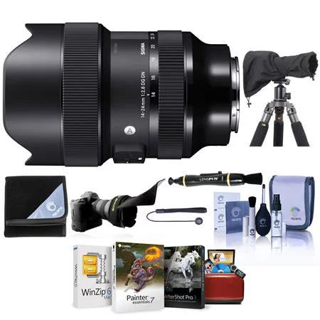 14-24mm f/2.8 DG DN ART Lens for  E, Bundle with Mac Software Kit, RainCoat Rain Sleeve, Cleaning Kit, Flex Lens Shade, Lens Cap Tether, Lens Wrap, Lens Cleaner