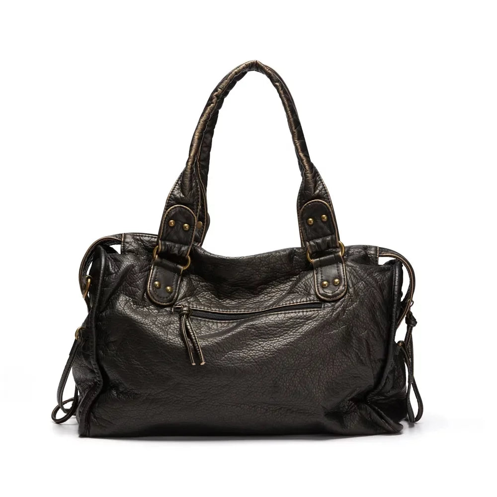 Large Capacity Women Handbag Vegan Leather Tote Bag Vintage Washed Leather Shoulder Bag superior Bag for Women Office Bag Travel Bag