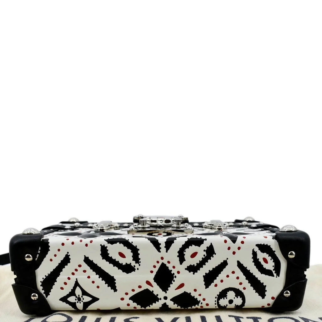 Pre-owned LOUIS VUITTON Petite Malle Graphic Print Leather Crossbody Bag Black/Multicolor