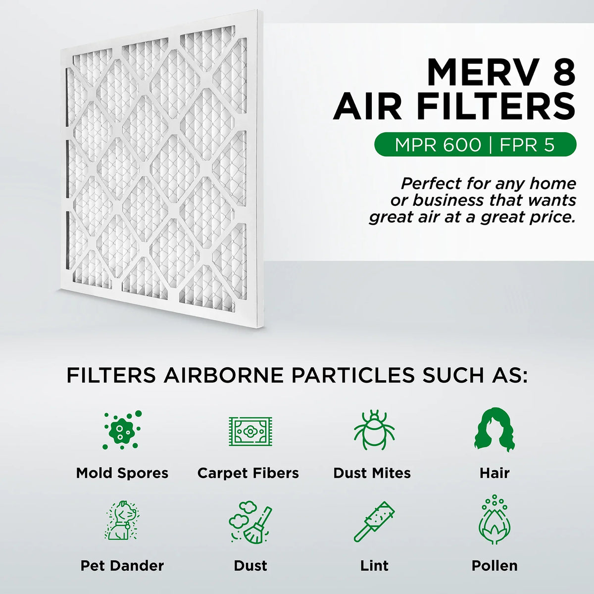 (Actual Size: 17.75 x 17.75 x 0.75 Inches). Quantity 6. Pamlico Air 18x18x1 MERV 8 Pleated AC Furnace Air Filters