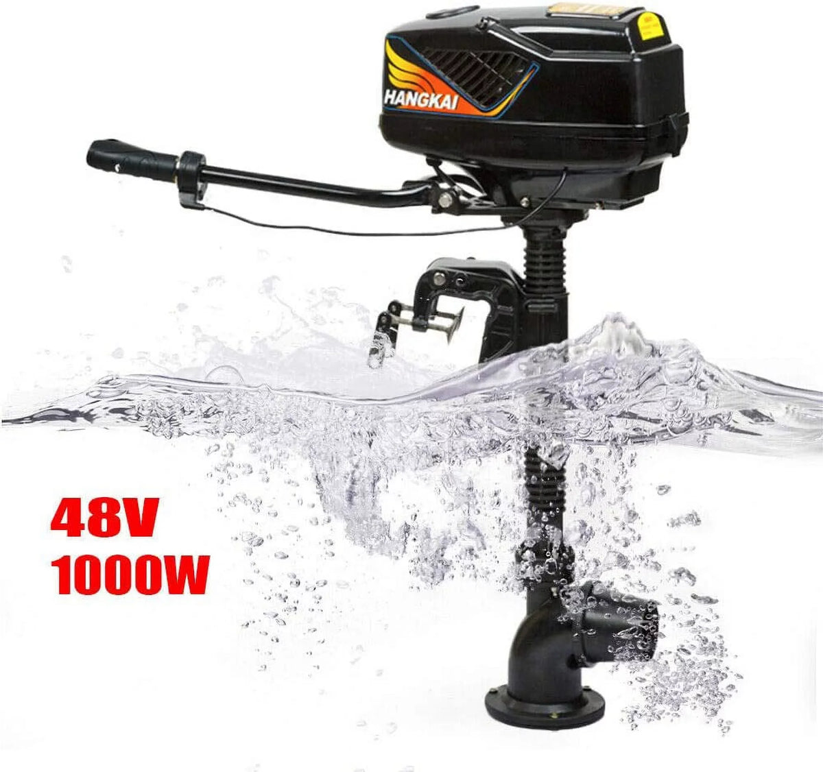 MONIPA 4HP 48V 1000W Electric Outboard Motor Inflatable Fishing craft Engine Jet Pump Outboard Motor Rubber Tiller Control Brushless Outboard Motor