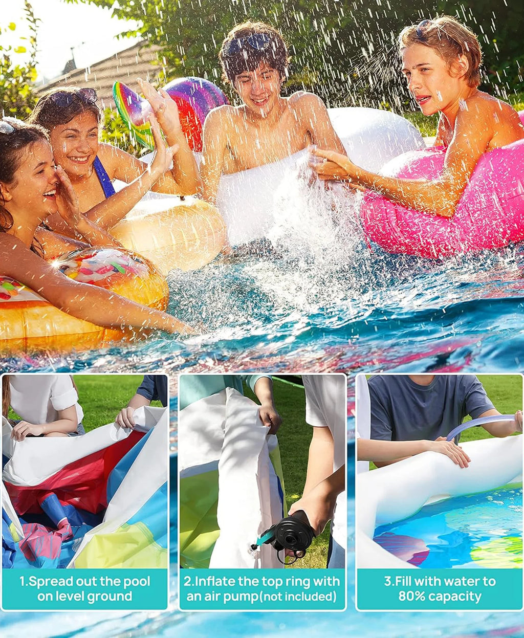 Inolait Inflatable Swimming Pool  Above Ground for Kids Family moisture Sport 15' x 36"