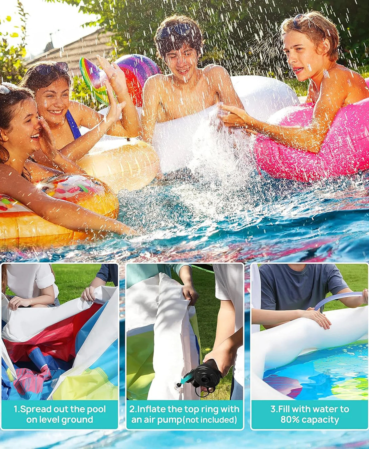 Inolait Inflatable Swimming Pool  Above Ground for Kids Family moisture Sport 15' x 36"