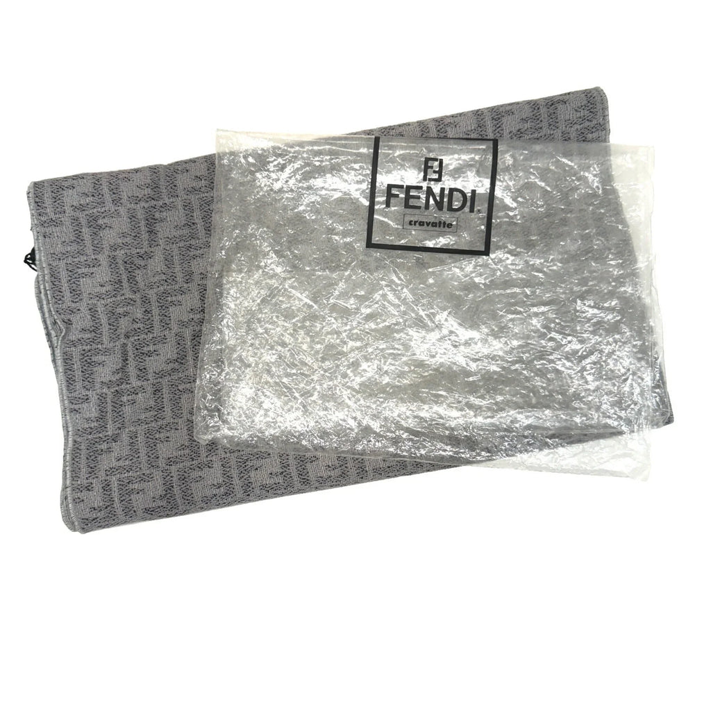 Pre-Owned FENDI Zucca Pattern FF Muffler Stole Wool Gray Men's Women's (Like New)
