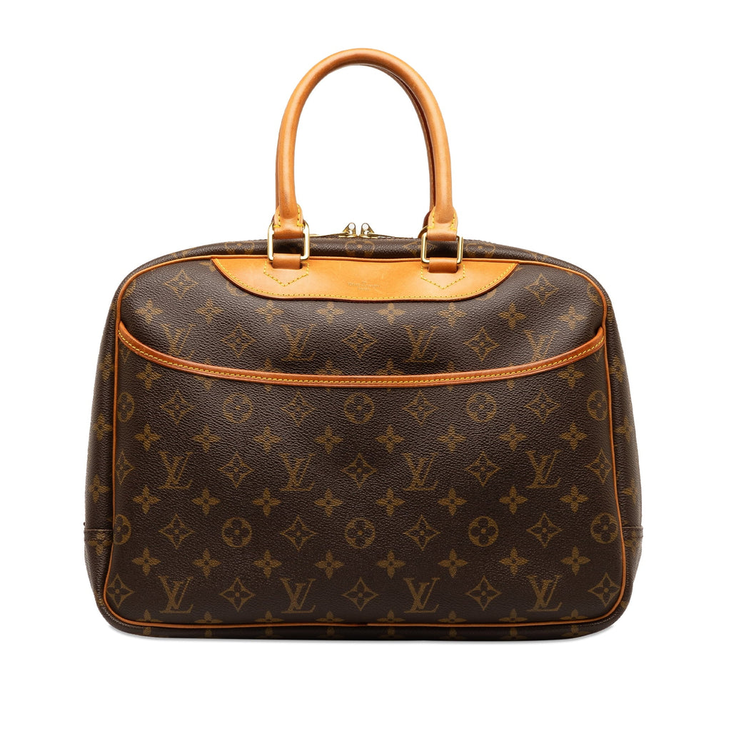 Pre-Owned Authenticated Louis Vuitton Monogram Deauville Canvas Brown Handbag Top HandleBag Unisex (Good)