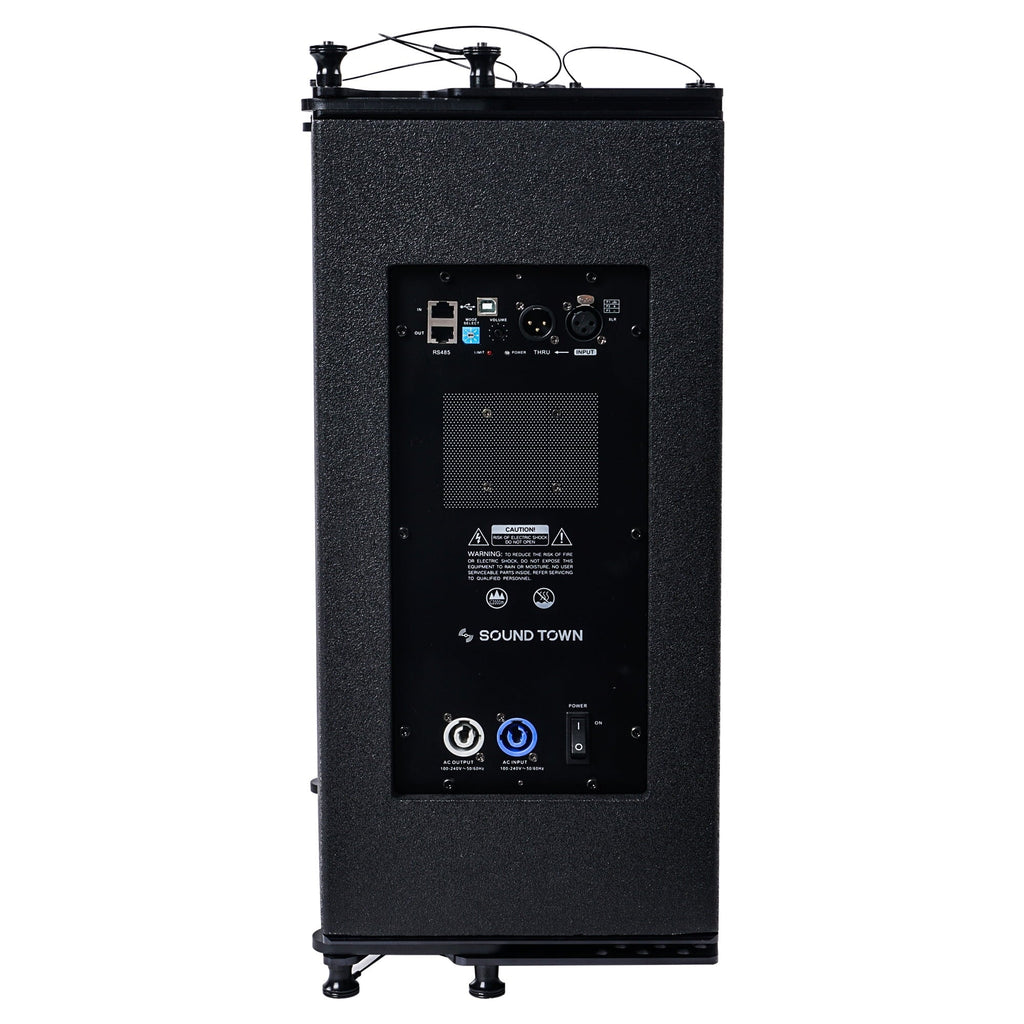 Sound Town ZETHUS Series Line Array Speaker System with Four Compact Powered 1 X 10-inch Line Array Speakers, Black for Stages, Clubs, Bars, Restaurants, Churches and Schools