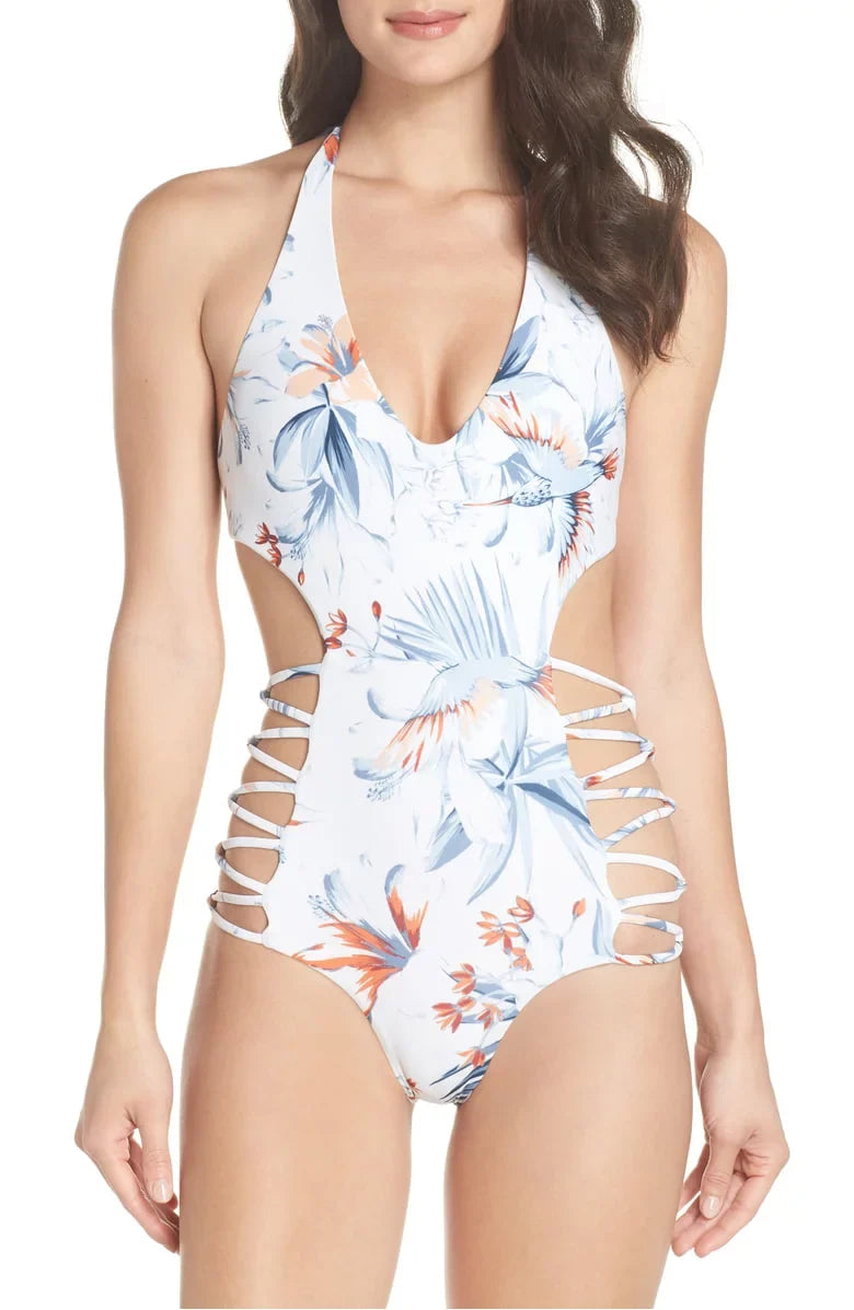 L*Space BIRDS OF PARADISE Fire Tripp Bitsy One Piece Swimsuit, US 12