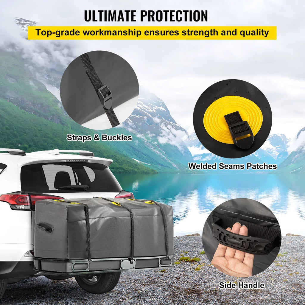 BENTISM Hitch Cargo Carrier Bag, Waterproof 840D PVC, 48"x20"x22" (12 Cubic Feet), Heavy Duty Cargo Bag for Hitch Carrier with Reinforced Straps, Fits Car Truck SUV Vans Hitch Basket