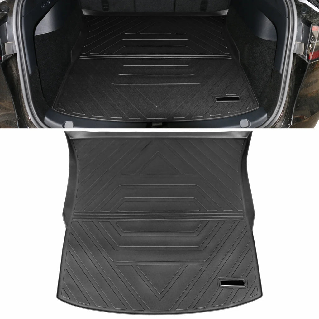 Ikon Motorsports Trunk Mats Cargo Liner matching with 2020-2023 Tesla Model Y Black TPE All climate Waterproof Anti-Slip Frunk Trunk Under Cargo Storage Liner Mat Interior Accessories 3PCS