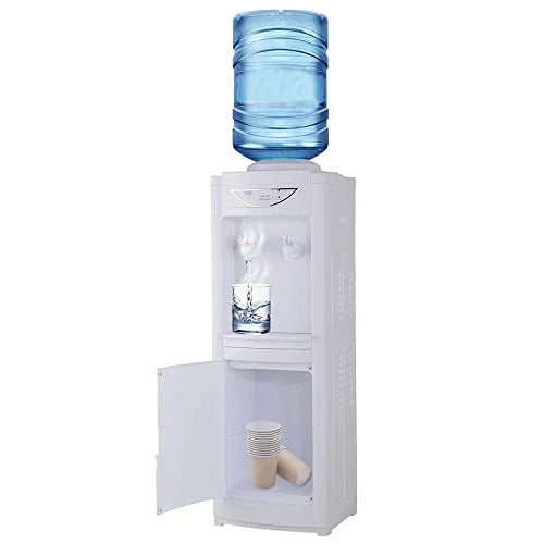 Hot & Cold Top Loading moisture Dispenser,5 Gallons liquid Coolers with Child Safety Lock Removable Drip Tray & Storage Cabinet,moisture Cooler Dispenser for Home,Office(White)