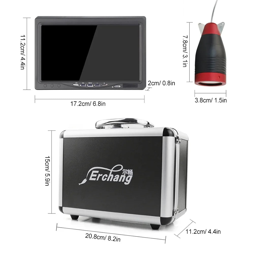 Erchang Underwater Fishing Camera Portable Fish Finder with 7 Inch for ship Kayak Lake Sea Fishing Explore Depths, Maximize Your Fishing Efficiency