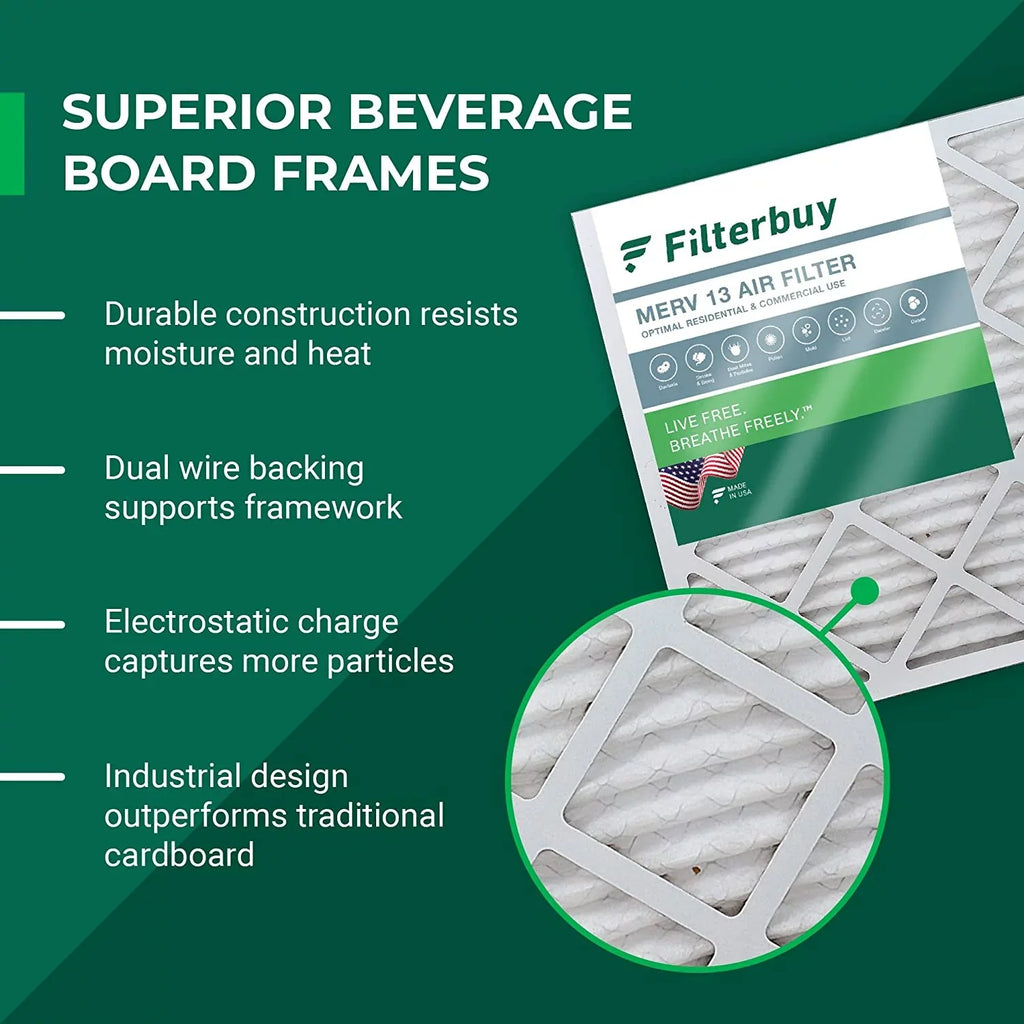 Filterbuy 16x30x4 MERV 13 Pleated HVAC AC Furnace Air Filters (3-Pack)