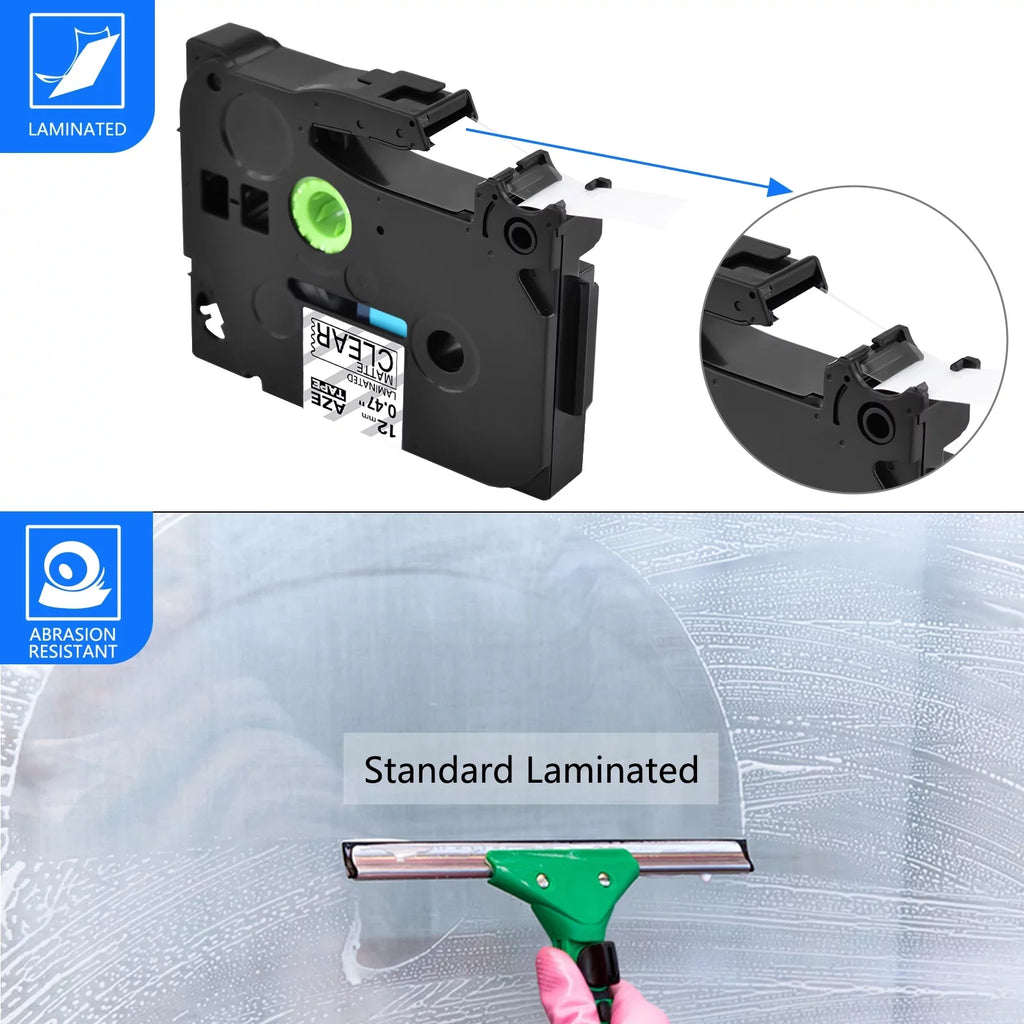 GREENCYCLE 8PK matching for Brother P-touch Black on Matte Clear 12mm 0.47" TZe-M31 TZ-M31 TZM31 TZeM31 Laminated Label Tape