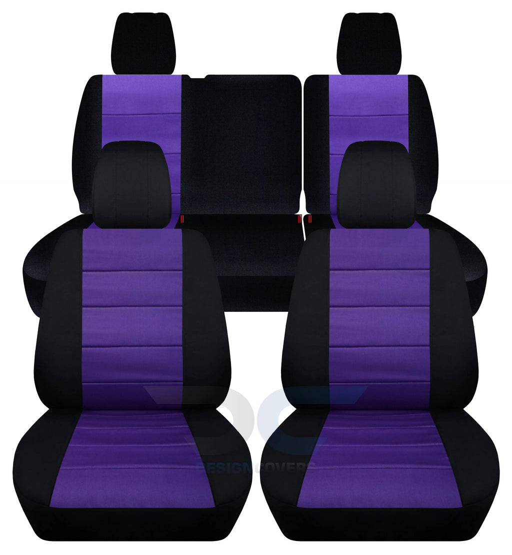T278-Designcovers matching with 2013-2018 Jeep Wrangler JK 4door Two-Tone Seat Covers:Black and Purple - Full Set Front&Rear