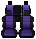 T278-Designcovers matching with 2013-2018 Jeep Wrangler JK 4door Two-Tone Seat Covers:Black and Purple - Full Set Front&Rear