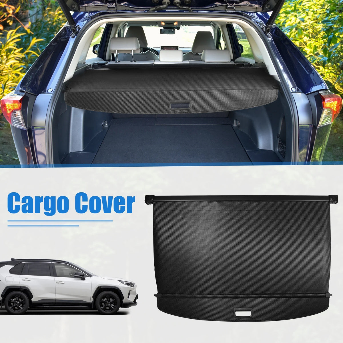 Retractable Cargo wrap for  RAV4 2019-2023 Waterproof Non Slip Rear Trunk Shielding Shade Black