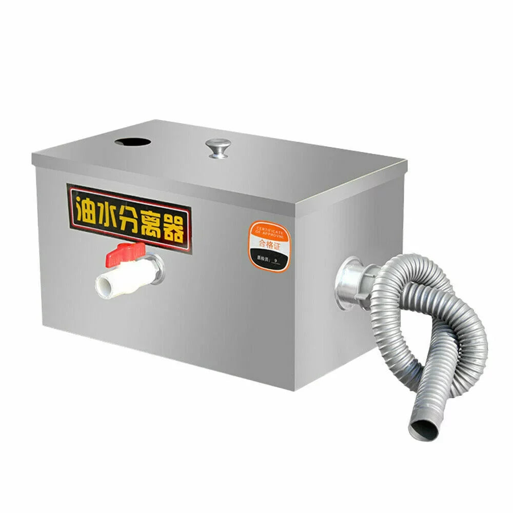 Miumaeov Stainless Steel Grease Trap Commercial Kitchen Wastewater Oil-aqua Interceptor Grease Trap Interceptor with Removable Fine Mesh Filter