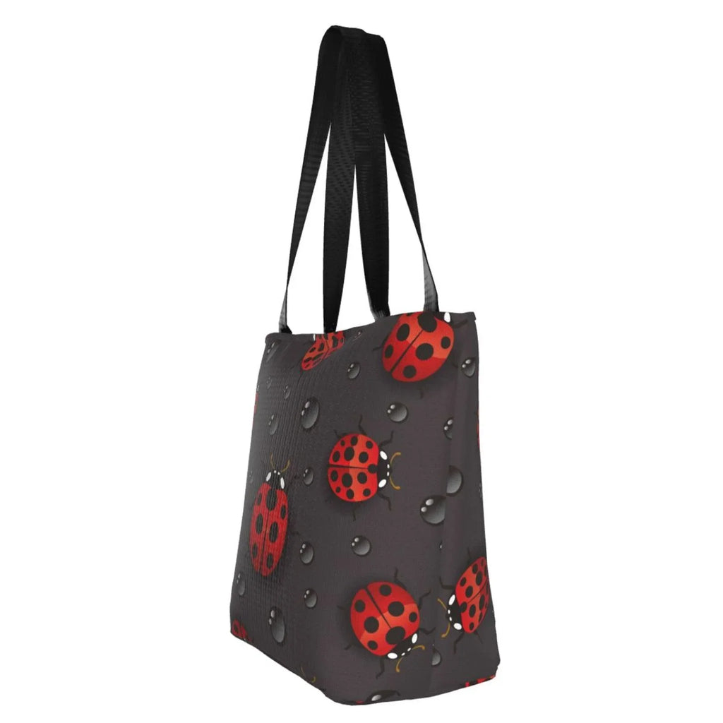 Lukts Red Ladybugs On Dark Background Tote Bag,Shoulder Bag Women'S Hobos Handbags Large Capacity Shopping Bag