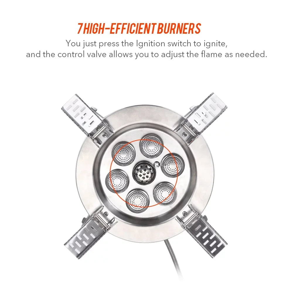 Windproof Seven core Gas Stove, 18000W High  Camping Stove, Foldable Backpacking Stove, Fishing Hiking Traveling