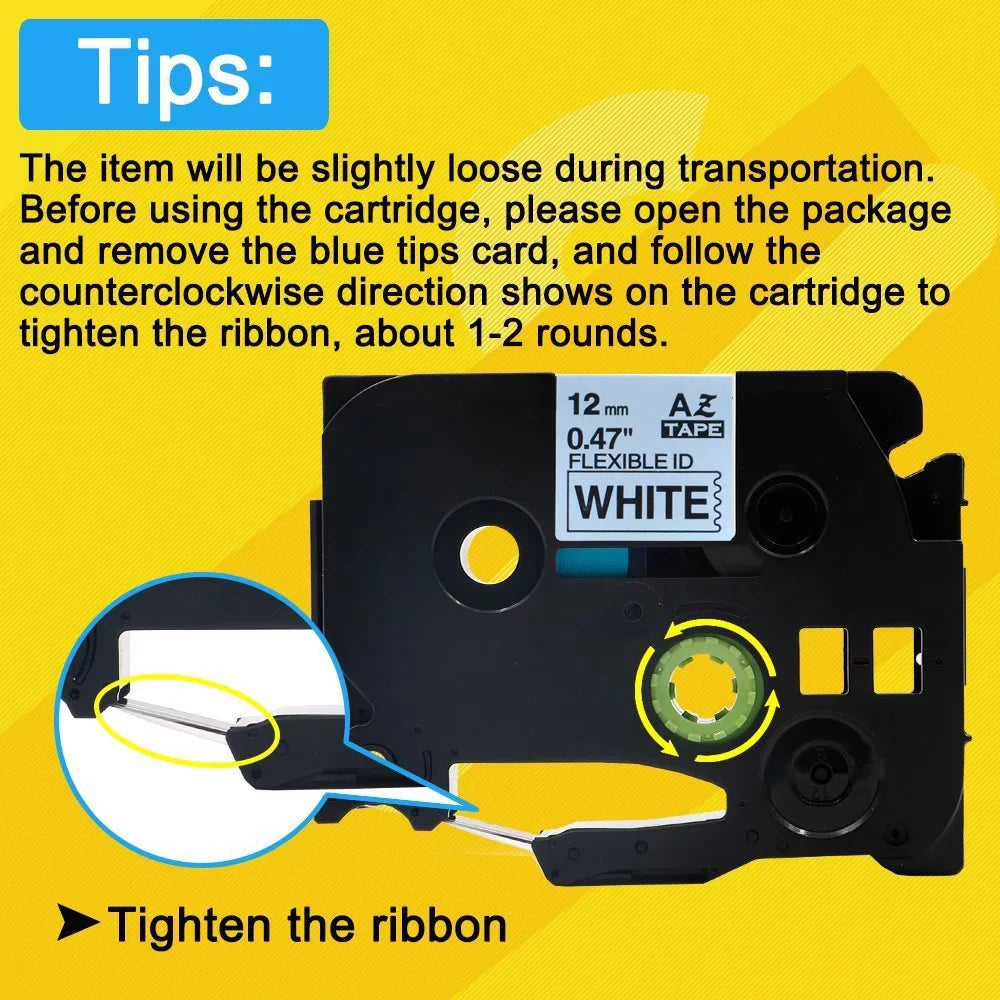 GREENCYCLE 10PK suitable for Brother P-touch Black on White Flexible ID Cable Wire Label Tape 12mm 8m TZ TZe TZe-FX231 TZ-FX231 TZe-231 TZ-231 use in PT-D210 H110 H100 D400 D600 Label Maker