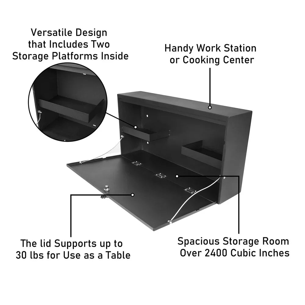 Hooke Road Fit 2021-2023  Bronco Folding Tailgate Table Lockable Steel Storage Box Black