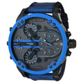 DADDY 2.0 MEN'S CHRONOGRAPH 4 TIME NYLON BLUE BLACK WATCH DZ7434 NEW. DIESEL MR