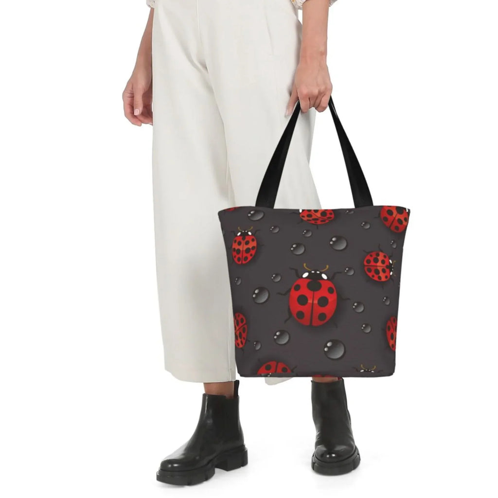 Lukts Red Ladybugs On Dark Background Tote Bag,Shoulder Bag Women'S Hobos Handbags Large Capacity Shopping Bag