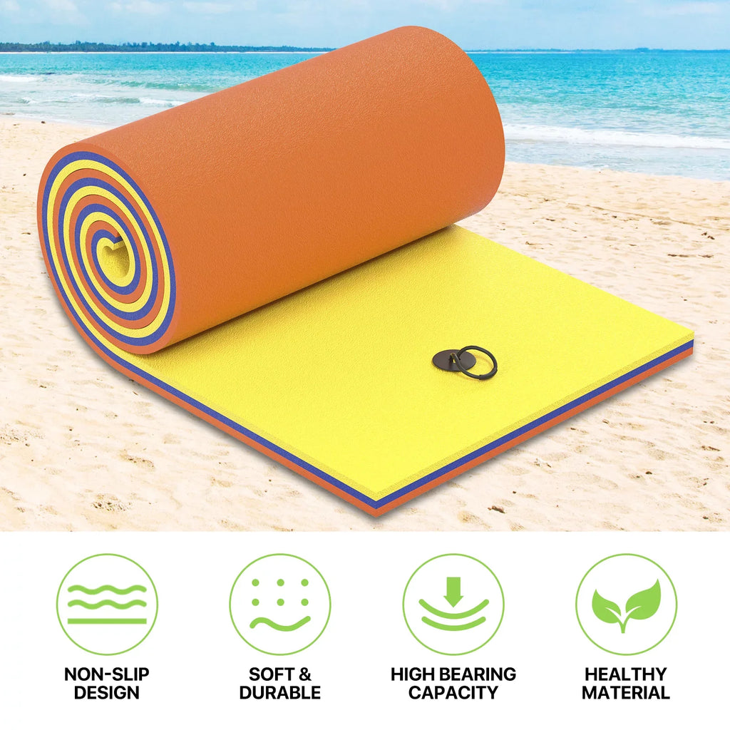 Magshion 9' x 3' aqua Floating Mat, 3-Layer Tear-protected XPE Foam aqua Floating Pad Lily Pad for Pool Lake River Ocean Outdoor liquid Activities, Yellow
