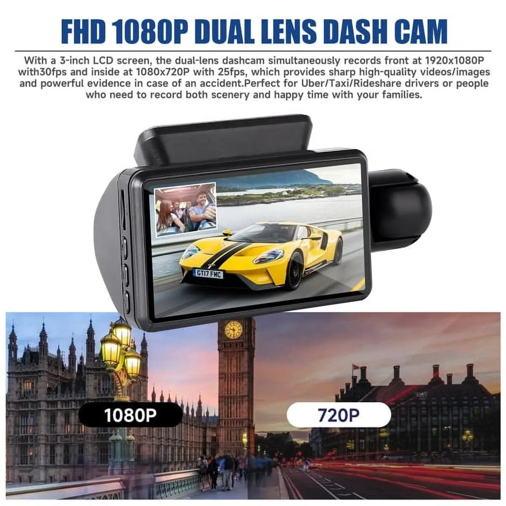SYTHERS 1080P Dash Cam Front and Rear, 170° Wide Angle Dash Camera with Night Vision