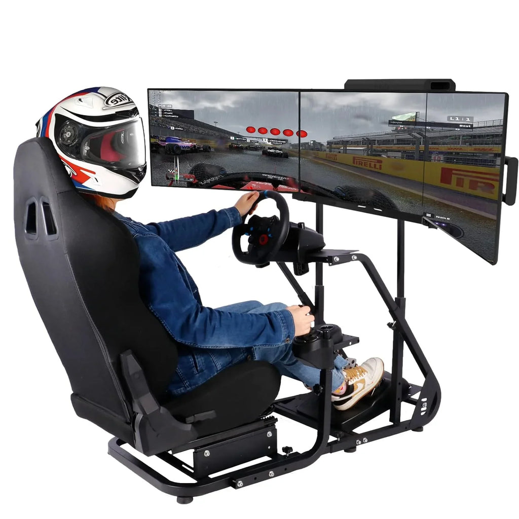 FEIRO Racing Simulator Cockpit Stand Display Frame fit for Logitech Thrustmaster,Fanatec, G25 G27 G29 G920 G923, Adjustable Monitor Bracket for Racing Cockpit Frame Without TV Seat Cockpit Stand